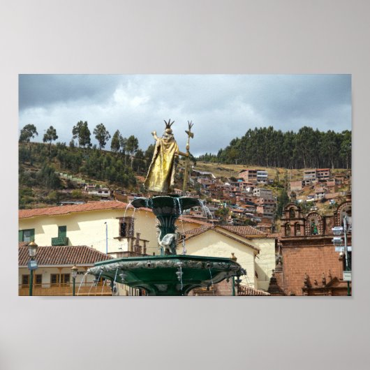 Pachacuti-standbeeld in Cusco, Peru Poster (Voorkant)