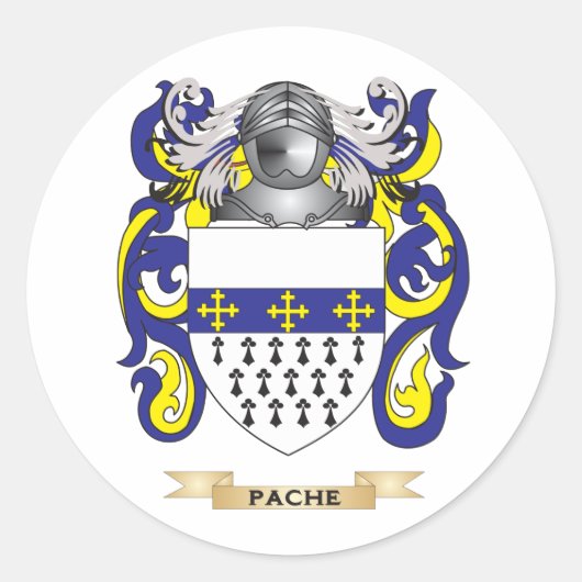 Pache Wapenschild (Family Crest) Ronde Sticker (Voorkant)