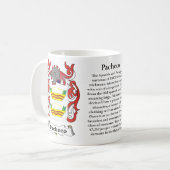 Pacheco, de oorsprong, betekenis en crest koffiemok (Voorkant links)
