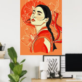 Pachinko. Portret van Koreaanse vrouw. Vrijheidssy Poster (Thuiskantoor)