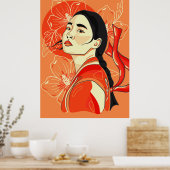 Pachinko. Portret van Koreaanse vrouw. Vrijheidssy Poster (Keuken)