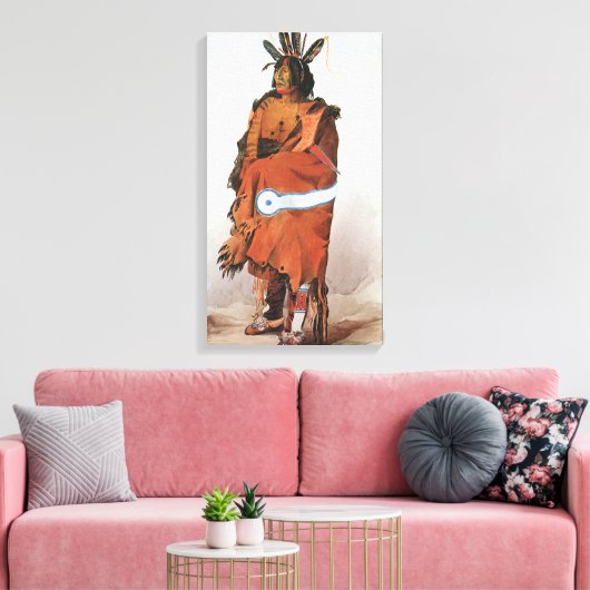 Pachtuwa-Chta, Arikara Warrior Portrait van Bodmer Canvas Afdruk (Insitu (Woonkamer))