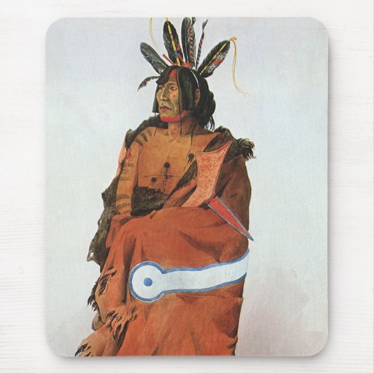 Pachtuwa-Chta, Arikara Warrior Portrait van Bodmer Muismat (Voorkant)