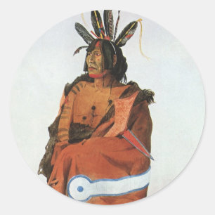 Pachtuwa-Chta, Arikara Warrior Portrait van Bodmer Ronde Sticker