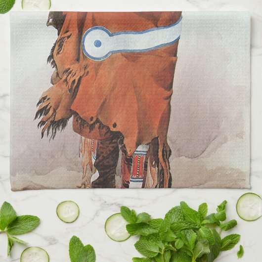 Pachtuwa-Chta, Arikara Warrior Portrait van Bodmer Theedoek (Gevouwen)