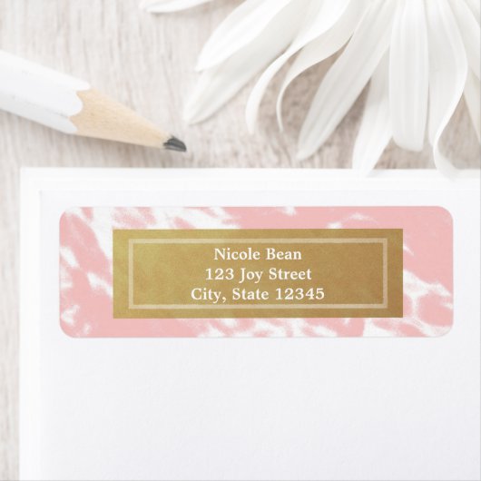 Pachy Pink & Faux Gold Chic Moderne Adresetiketten Etiket (Insitu)
