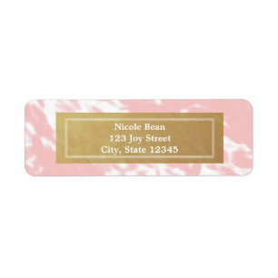 Pachy Pink & Faux Gold Chic Moderne Adresetiketten Etiket