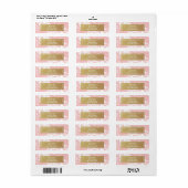 Pachy Pink & Faux Gold Chic Moderne Adresetiketten Etiket (Full Sheet)