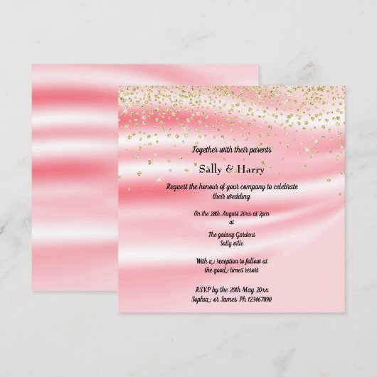 Pachy Pink Satin Sparkle Gold Kaart (Voorkant / Achterkant)