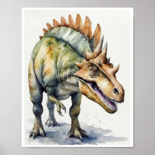 Pachycephalosaurus Dinosaur Waterverf Homedecor Poster