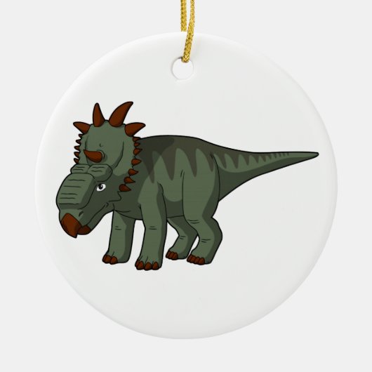 Pachyrhinosaurus-Cartoon Dinosaurus Keramisch Ornament (Voorkant)