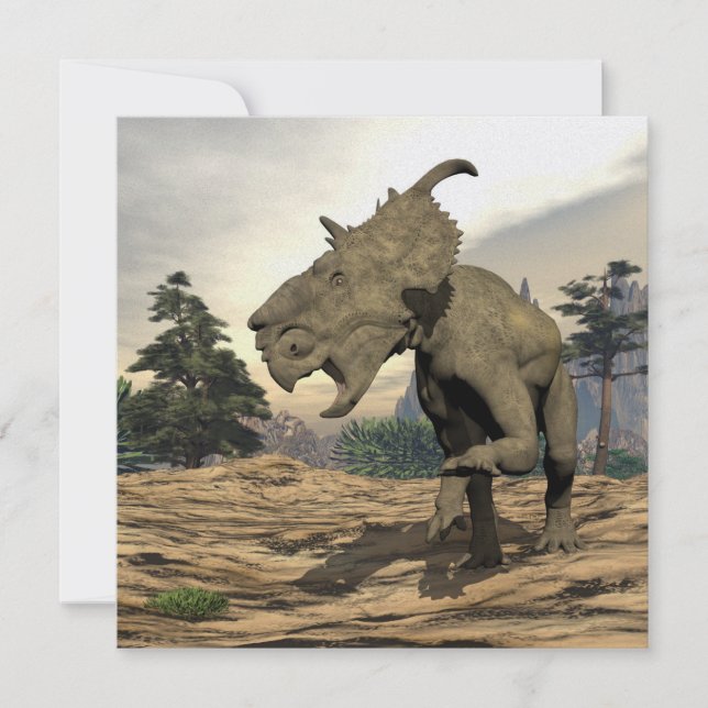 Pachyrhinosaurus dinosaur roaring - 3D rendering (Voorkant)