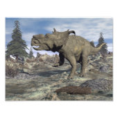 Pachyrhinosaurus dinosaurus wandelend - 3D renderi Foto Afdruk (Voorkant)