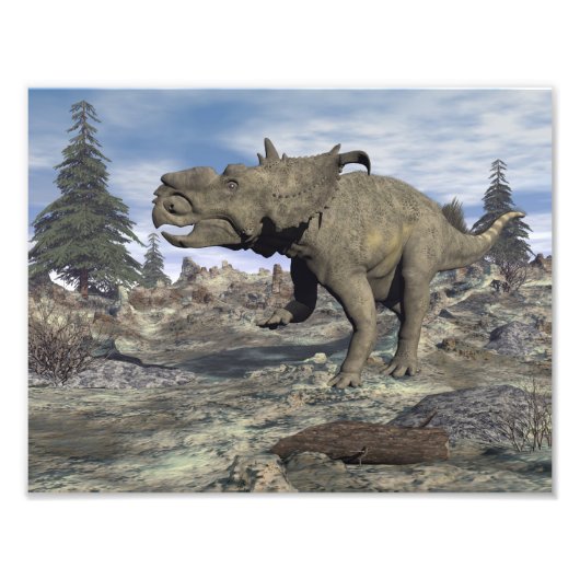 Pachyrhinosaurus dinosaurus wandelend - 3D renderi Foto Afdruk (Voorkant)
