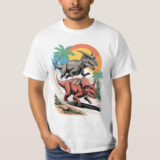 Pachyrhinosaurus passeert een Carnotaurus T-shirt (Voorkant)