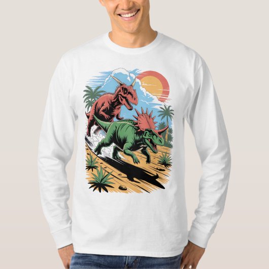 Pachyrhinosaurus racet langs een Carnotaurus T-shirt (Voorkant)