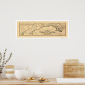 Pacific & Atlantic Railroad Map 1851 Poster (Keuken)