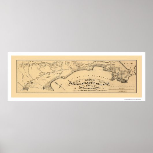 Pacific & Atlantic Railroad Map 1851 Poster (Voorkant)