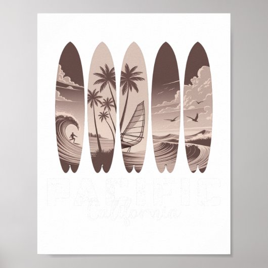 Pacific Beach California Surfplank Mannen Vrouwen Poster (Voorkant)