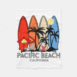Pacific Beach Californië Retro Surfplank Vintage Fleece Deken