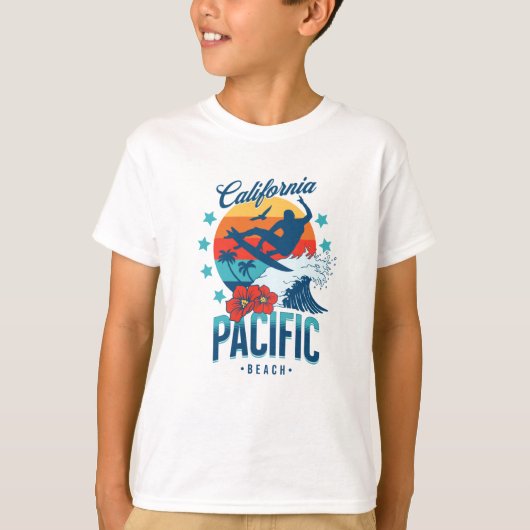 Pacific Beach Californië surfen T-shirt (Voorkant)