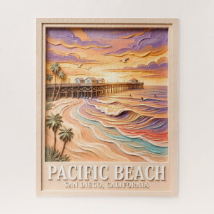 Pacific Beach San Diego 3D Textuur Surf Reizen Legpuzzel