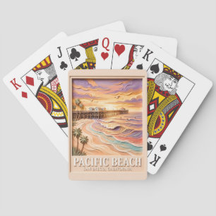 Pacific Beach San Diego 3D Textuur Surf Reizen Pokerkaarten