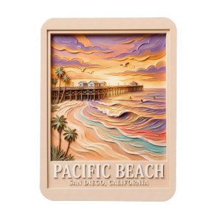 Pacific Beach San Diego 3D Textuur Surfing Reizen Magneet