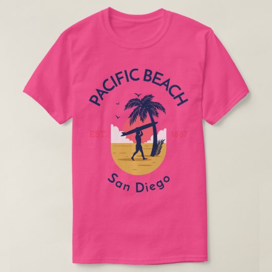 Pacific Beach San Diego California Surfing Souveni T-shirt (Design voorkant)