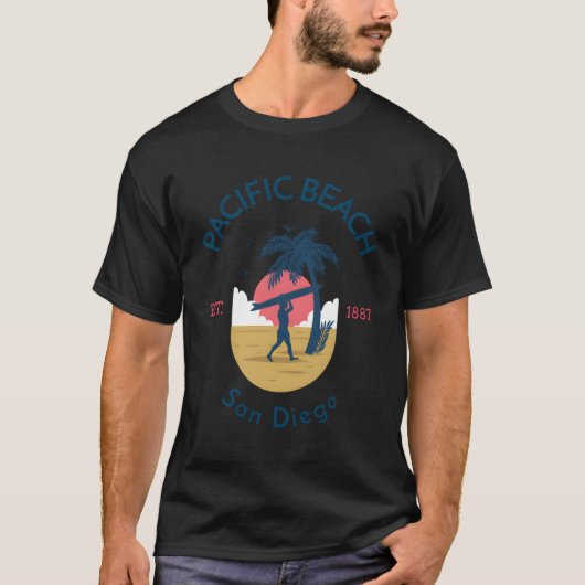 Pacific Beach San Diego Californië Surfen T-shirt (Voorkant)