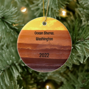 Pacific Beach Sunset Photo Ceramic Ornament