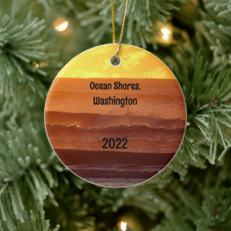 Pacific Beach Sunset Photo Ceramic Ornament