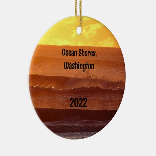 Pacific Beach Sunset Photo Ceramic Ornament (Rechts)