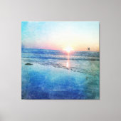 Pacific Beach Sunset Waterverf Canvas Afdruk (Voorkant)