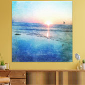 Pacific Beach Sunset Waterverf Canvas Afdruk (Insitu (Woonkamer))