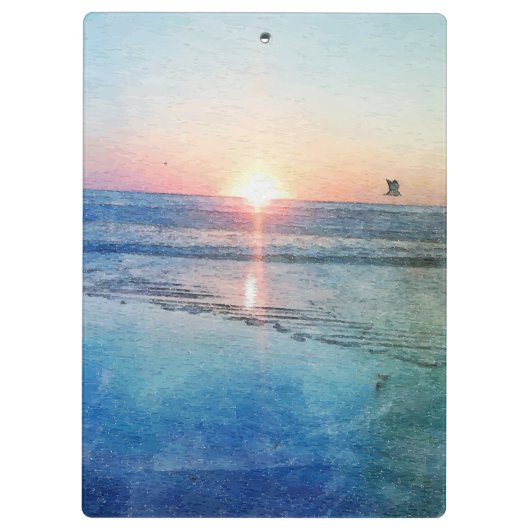 Pacific Beach Sunset Waterverf Klembord (Achterkant)
