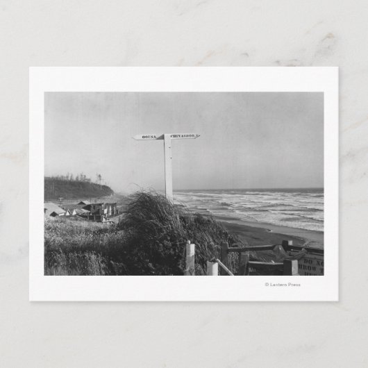 Pacific Beach, WA - Sign Miles to China Briefkaart (Voorkant)