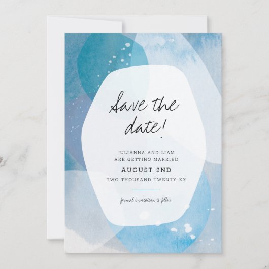 Pacific Blue Save the Date Kaart (Voorkant)