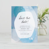 Pacific Blue Save the Date Kaart (Staand voorkant)