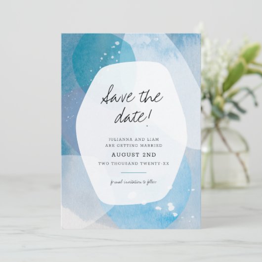 Pacific Blue Save the Date Kaart (Staand voorkant)