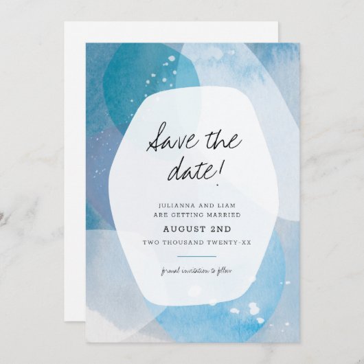 Pacific Blue Save the Date Kaart (Voorkant / Achterkant)
