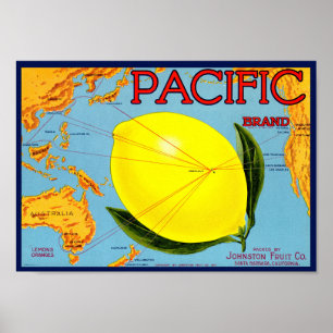 Pacific Brand Verpakt door Johnston Fruit Co 1917 Poster