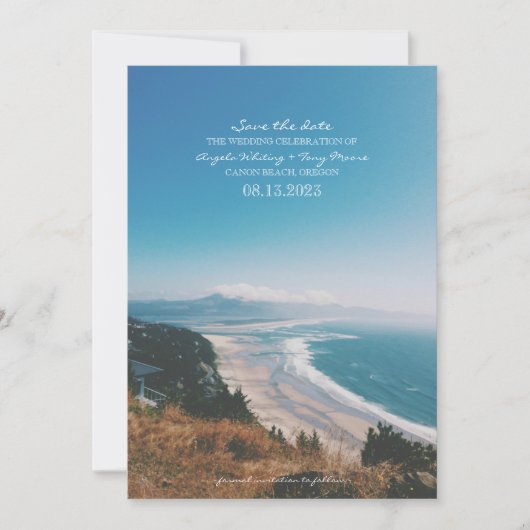 Pacific Coast Beach Wedding Save the Date (Voorkant)