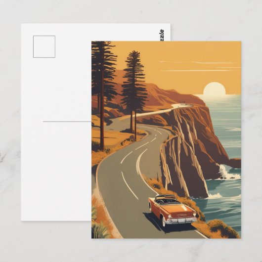 Pacific Coast California Retro Coastal Briefkaart (Voorkant / Achterkant)