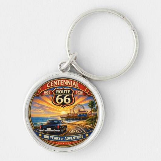 Pacific Coast Classic Car Zonsondergang Accessoire Sleutelhanger (Voorkant)
