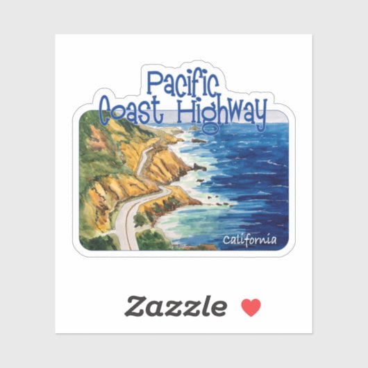 Pacific Coast Highway 1, California Sticker (Vel)
