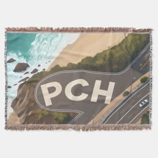 Pacific Coast Highway Aerial Travel Art Deken (Voorkant)