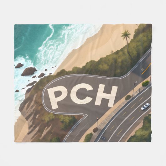 Pacific Coast Highway Aerial Travel Art Fleece Deken (Voorkant (Horizontaal))
