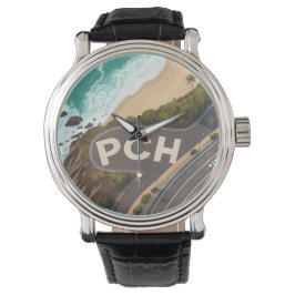 Pacific Coast Highway Aerial Travel Art Horloge