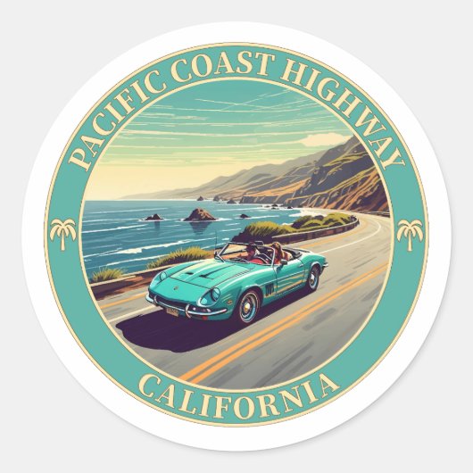 Pacific Coast Highway, Californië Ronde Sticker (Voorkant)
